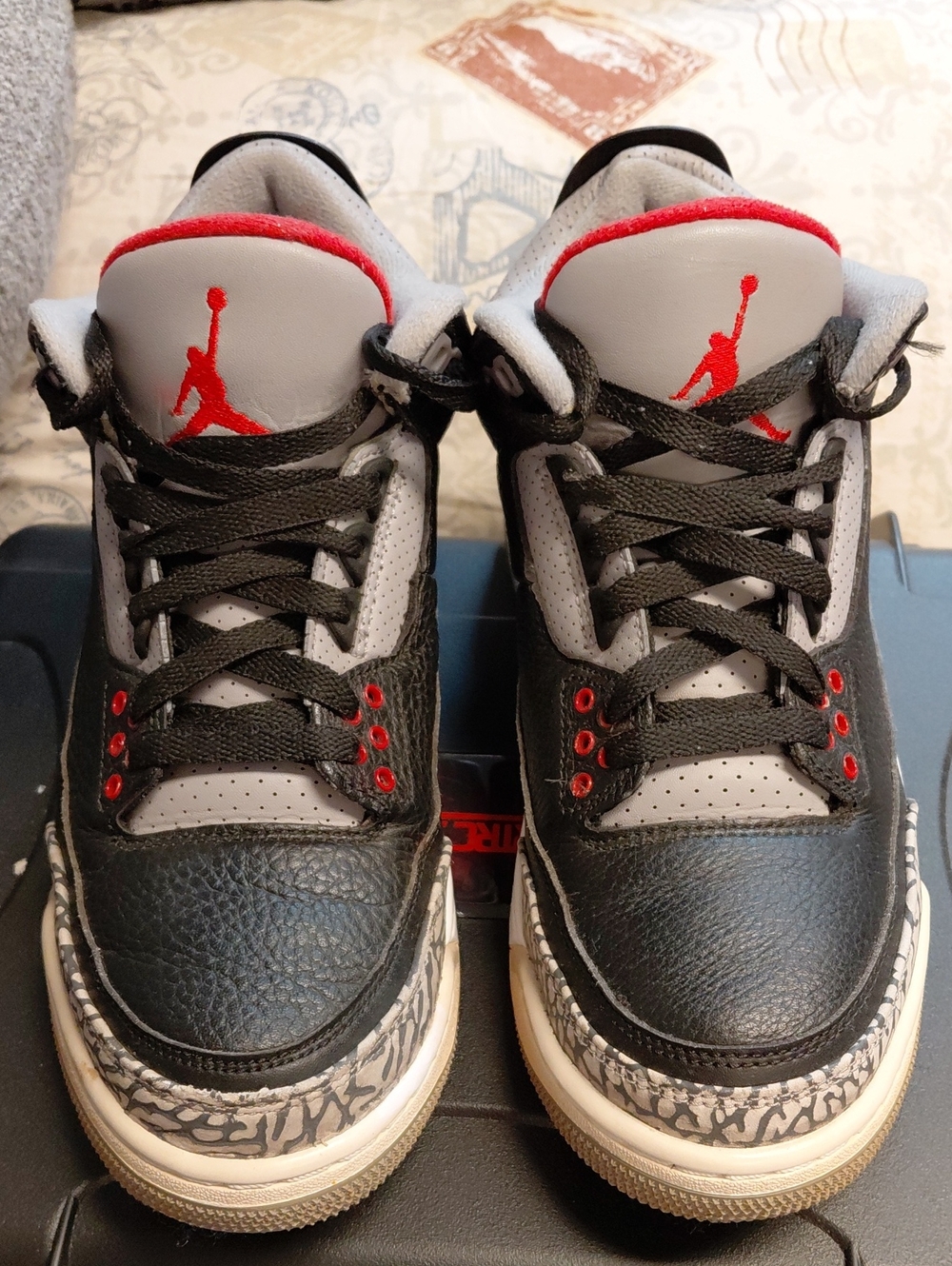 Jordan Woman's Black, Grey & Red Retro-Style Sneakers